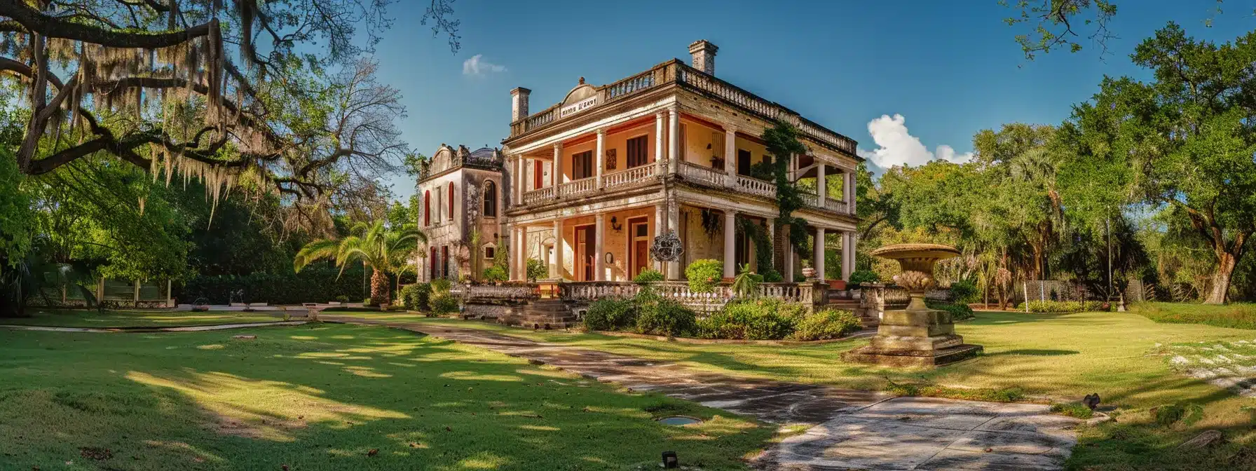 a stately historic brownsville home surrounded by lush coastal landscapes, protected by specialized insurance coverage against flood and water damage.