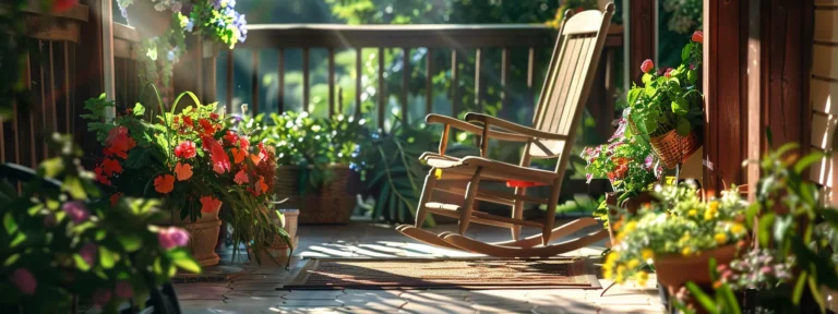 a sun-drenched porch with a cozy rocking chair and a vibrant flower garden distinguishes brownsville's home insurance policies.