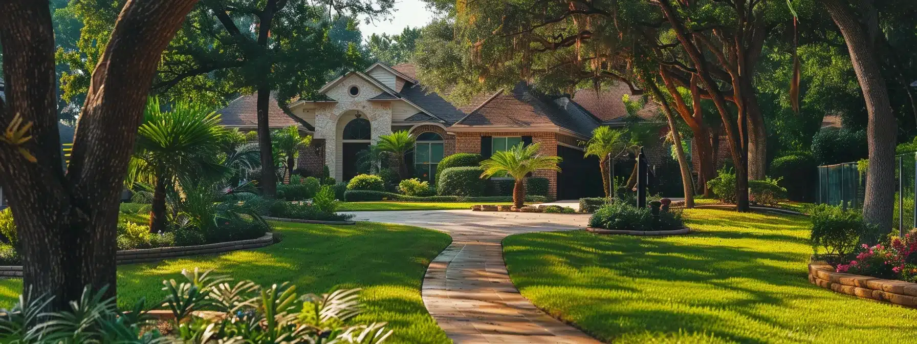 a beautiful texas home, covered by insurance, surrounded by lush landscaping and a vibrant community, increasing its appeal and market value.